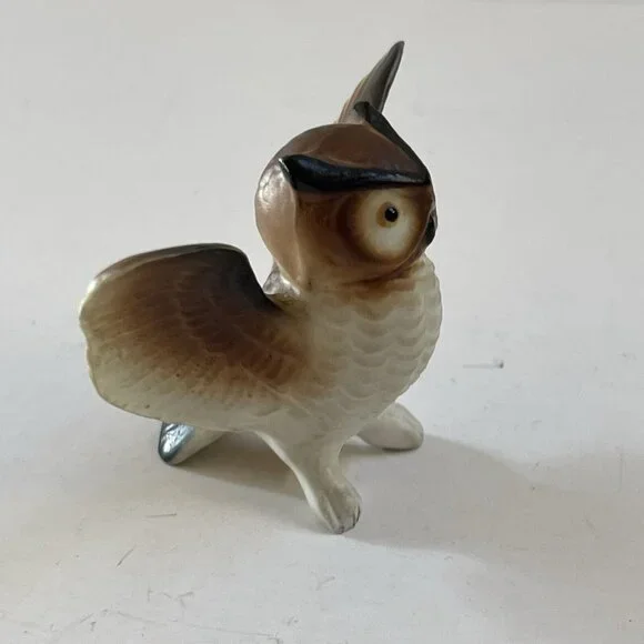 Vintage Miniature Bone China Owl Japan Home Decor Mini Figure Bird - Picture 4 of 7